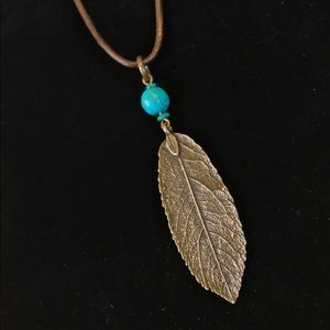 NEW TwisteDesignz Bronze Leaf, Turquoise & Leather